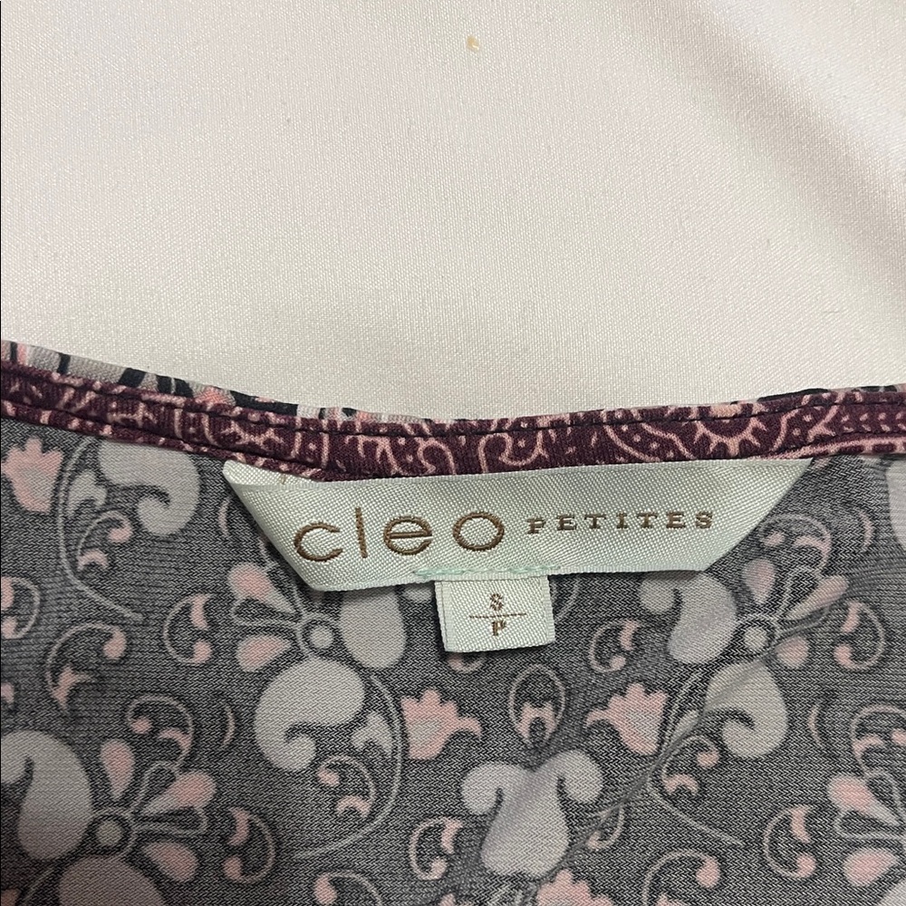 Cleo Paisley Floral Sleeveless Tunic Top Zip Front V Neck Size S Petite - Picture 3 of 9